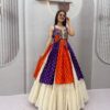 PC 604 Orange Khadi Cotton Lehenga Choli with Bandhej Print & Mirror Work. Festive Deal ₹3049. Delivery 4-6 Working Days. Shop now. | Lehenga, Bollywood Lehenga, Creative Lehenga, Designer Lehenga, Embroidered Lehenga, Party Wear Lehenga