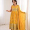 SP 91 Yellow| Faux Georgette Salwar Suit with Lace Work & Digital Print. Introductory Price ₹2799. Delivery 4-6 Working Days. Shop now. | Anarkali Suits, Bollywood Anarkali, Creative-Anarkali, Designer Anarkali, Embroidered Anarkali, Party Wear Anarkali