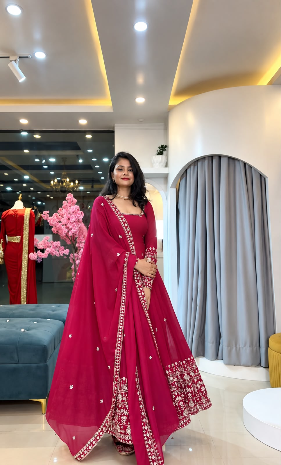 SSR 544 Pink in Crunchy Silk Embroidery Work & Lace Work Gown . Special Price ₹2399. Delivery 4-6 Working Days. Shop now. | Gowns, Bollywood Gowns, Creative Gowns, Designer Gowns, Embroidered Gowns, Party Wear Gowns