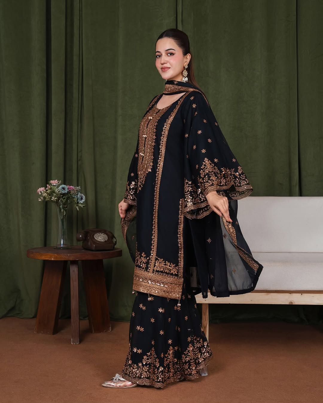 NSR 890 Black Fendy Silk Salwar Suitwith Embroidery Work & Lace Work. Now at just ₹2399. Delivery 4-6 Working Days. Shop now. | Jump Suits, Salwar suit, Casual Suits, Creative suits, Designer Suits, Palazzo Suits, Party Wear Suits, Patiala Suits, Straight Suits
