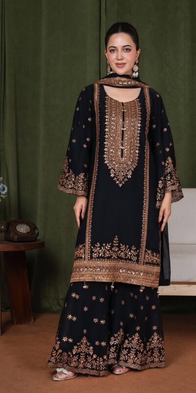 NSR 890 Black Fendy Silk Salwar Suitwith Embroidery Work & Lace Work. Now at just ₹2399. Delivery 4-6 Working Days. Shop now. | Jump Suits, Salwar suit, Casual Suits, Creative suits, Designer Suits, Palazzo Suits, Party Wear Suits, Patiala Suits, Straight Suits