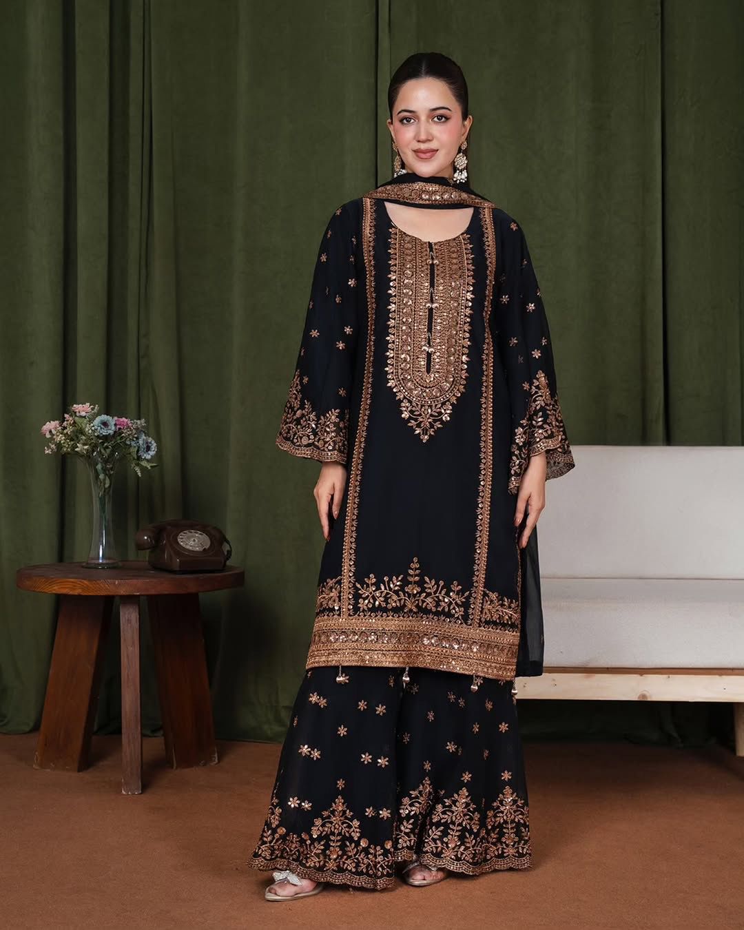 NSR 890 Black Fendy Silk Salwar Suitwith Embroidery Work & Lace Work. Now at just ₹2399. Delivery 4-6 Working Days. Shop now. | Jump Suits, Salwar suit, Casual Suits, Creative suits, Designer Suits, Palazzo Suits, Party Wear Suits, Patiala Suits, Straight Suits