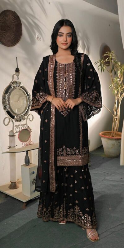 NSR 890 Black Fendy Silk Salwar Suitwith Embroidery Work & Lace Work. Now at just ₹2399. Delivery 4-6 Working Days. Shop now. | Jump Suits, Salwar suit, Casual Suits, Creative suits, Designer Suits, Palazzo Suits, Party Wear Suits, Patiala Suits, Straight Suits