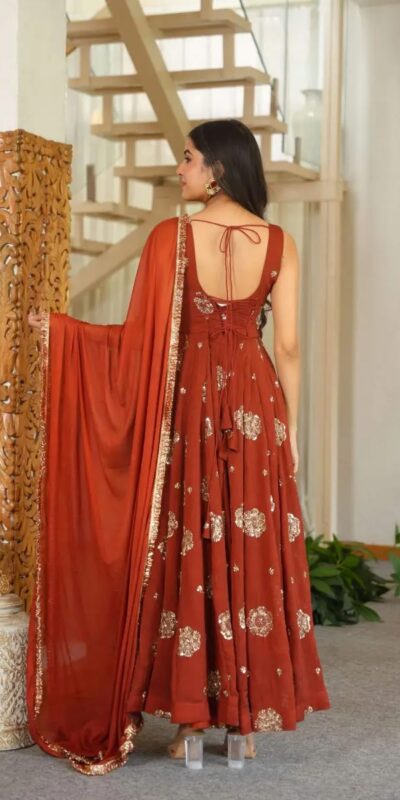 RTC 6071 Rust karishma Silk Salwar Suit Perfect for Wedding, Party, Baby Shower, Housewarming, Traditional Day – . Special Price ₹2149. Delivery 4-6 Working | Anarkali Suits, Bollywood Anarkali, Creative-Anarkali, Designer Anarkali, Embroidered Anarkali, Party Wear Anarkali