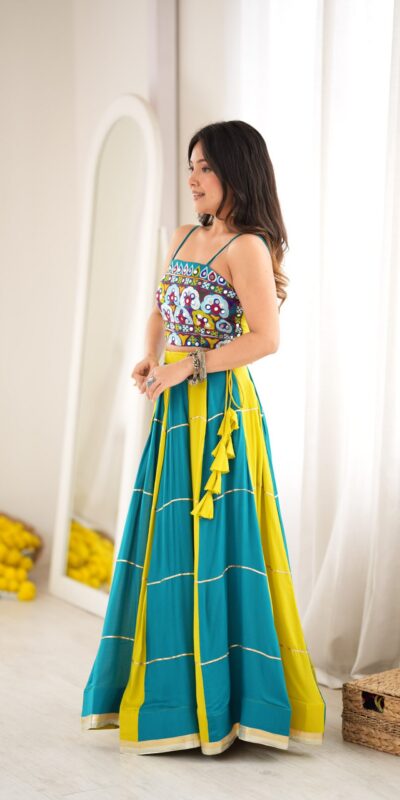 SP 97 Blue Color Rayon Embroidery Work & Cowrie Work Lehenga Choli . Grab it for ₹2399. Delivery 4-6 Working Days. Shop now. | Lehenga, Bollywood Lehenga, Creative Lehenga, Designer Lehenga, Embroidered Lehenga, Party Wear Lehenga