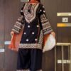 Aglow Black Rayon Cotton Embroidery Work Salwar Suit
