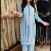 Aglow Blue Rayon Embroidery Work Salwar Suit