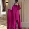 Aglow Pink Rayon Cotton Thread Work Salwar Suit