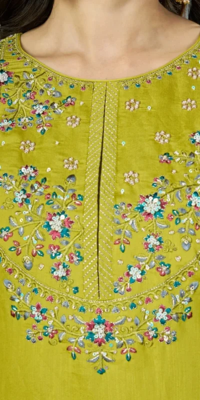 Alluring Light Green Marina Silk Thread Work Salwar Suit