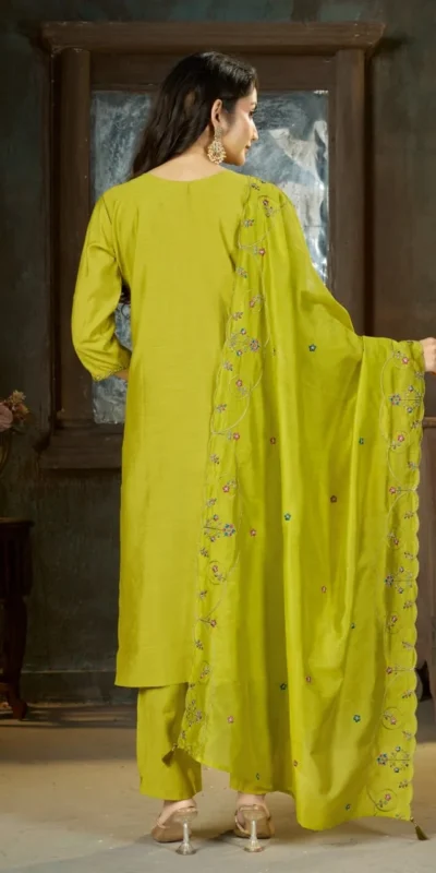 Alluring Light Green Marina Silk Thread Work Salwar Suit