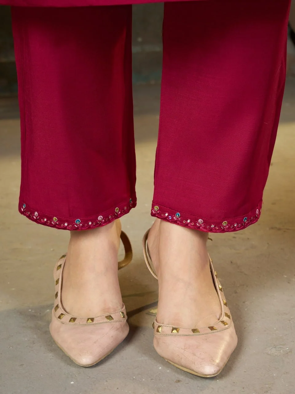 Alluring Pink Marina Silk Thread Work Salwar Suit