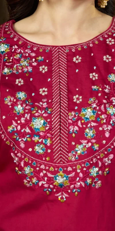 Alluring Pink Marina Silk Thread Work Salwar Suit