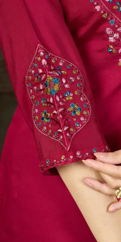 Alluring Pink Marina Silk Thread Work Salwar Suit