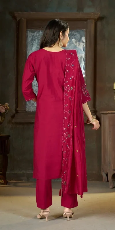 Alluring Pink Marina Silk Thread Work Salwar Suit