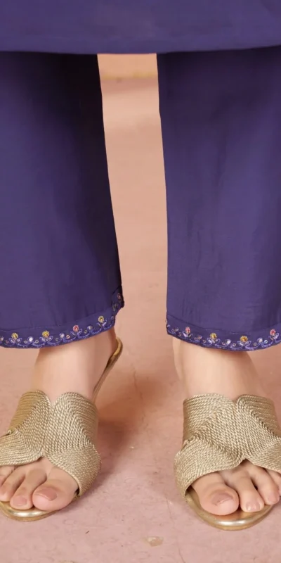 Alluring Purple Marina Silk Thread Work Salwar Suit