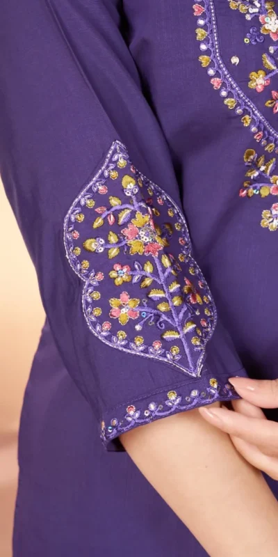 Alluring Purple Marina Silk Thread Work Salwar Suit