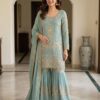 Angelic Sea Green Georgette Sequence Work Salwar Suit