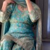 Cool Blue Fandy Crush Silk Sequins Work Salwar Suit
