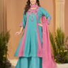 Cool Blue Mal Chanderi Sequins Work Salwar Suit