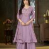 Cool Lavender Mal Chanderi Real Hand Work Salwar Suit