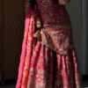 Cool Peach Fandy Crush Silk Sequins Work Salwar Suit