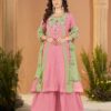 Cool Peach Mal Chanderi Sequins Work Salwar Suit