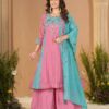 Cool Pink Mal Chanderi Sequins Work Salwar Suit