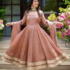 Fancy Brown Vichitra Embroidery Work Anarkali Suit