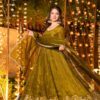 Fancy Mehendi Crunchy Silk Sequence Work Anarkali Suit