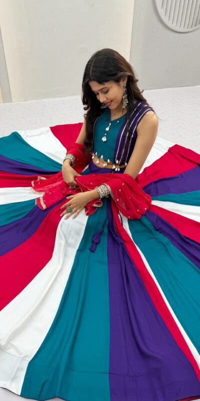 Fancy Multi Pure Cotton Thread Work Lehenga Choli