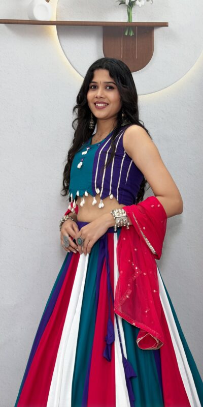 Fancy Multi Pure Cotton Thread Work Lehenga Choli