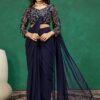 Fancy Navy Blue Faux Georgette Sequence Work Saree