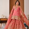Fancy Peach Crunchy Silk Embroidery Work Salwar Suit
