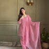 Fancy Pink Crunchy Silk Siroski Work Salwar Suit