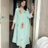Fancy Sea Green Air Tex Chinon Embroidery Work Salwar Suit