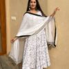 Fancy White NC Vichitra Embroidery Work Anarkali Suit