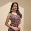 Fancy Wine Rangoli Silk Thread Work Saree