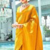 Fancy Yellow Soft Lichi Silk With Jacquard Saree