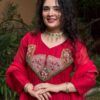 Glowing Red Mal Chanderi Sequins Work Salwar Suit