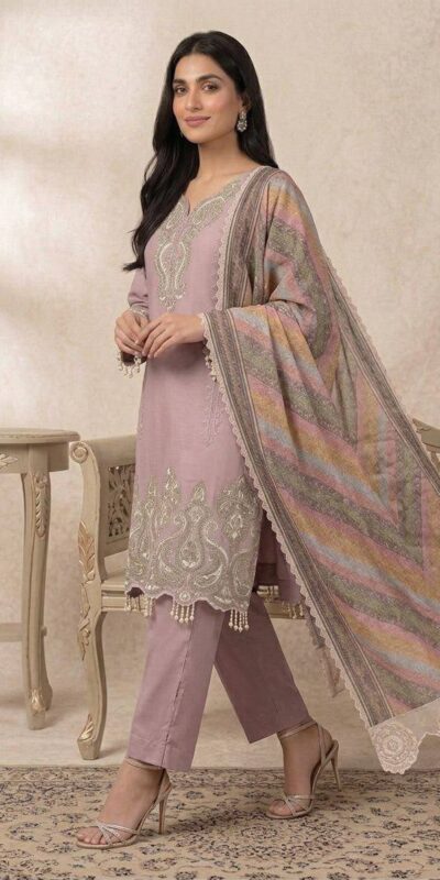 Grand Pink Star Georgette Embroidery Work Salwar Suit