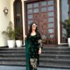 Lovely Green Viscose Velvet Embroider Work Salwar Suit