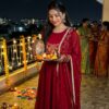 Magical Red Georgette Blooming Sequence Work Gown