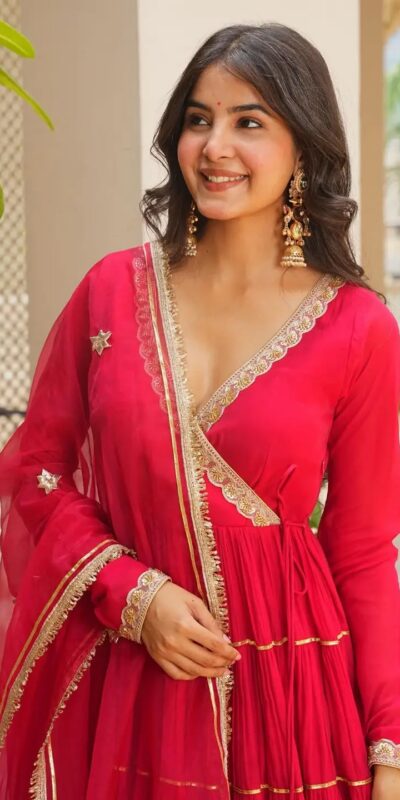 Magical Red Georgette Gotta Patti Work Gown