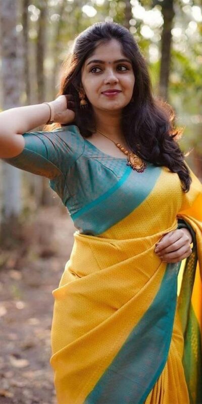 Magical Yellow Soft Lichi Jacquard Work Saree