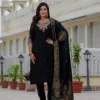 Nice Black Roman Silk Sequins Work Salwar Suit