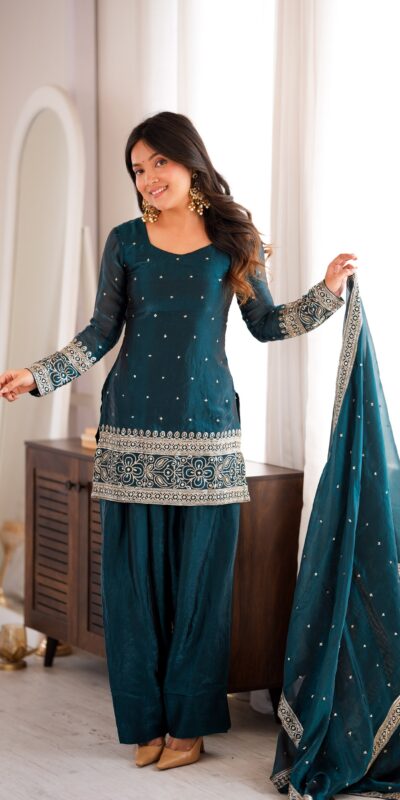 Nice Rama Fendy Silk Embroidery Sequins Work Salwar Suit