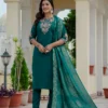 Nice Teal Roman Silk Sequins Work Salwar Suit