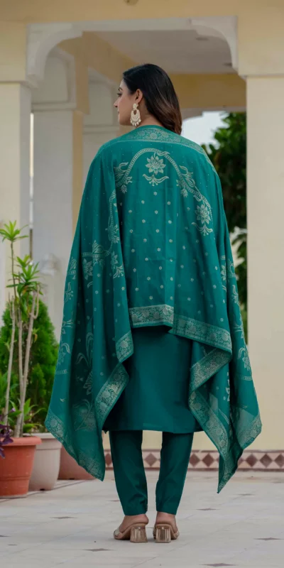 Nice Teal Roman Silk Sequins Work Salwar Suit