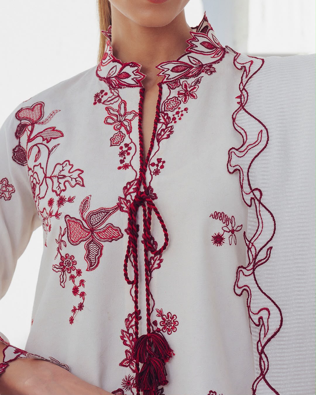 Nice White Roman Silk Embroidery Work Salwar Suit