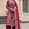 Perfect Maroon Faux Georgette Thread Work Salwar Suit
